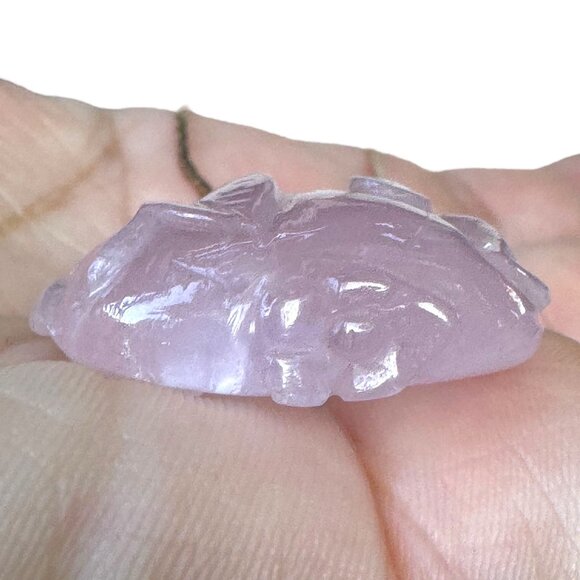 Vintage Rose Quartz Carved Floral 14k Gold Pendant - Picture 2 of 11